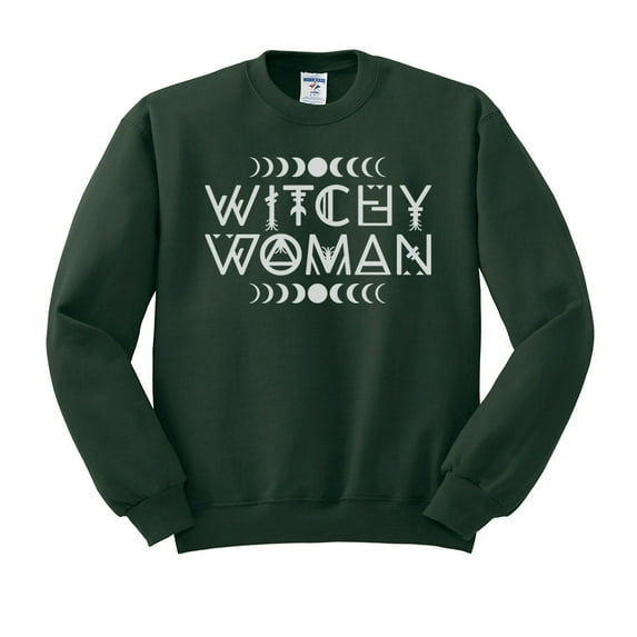 Witchy Woman Sweatshirt Unisex Medium Forest Green