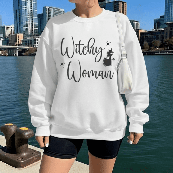 Witchy Woman Vintage Retro Halloween Sweatshirt, up to Size 5XL