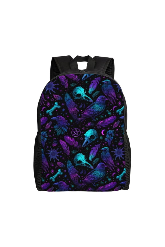 Witchy night scene Backpack with 15 Inch Laptop Compartment,Water-Resistant Daypack, Large Capacity Backpack with Adjustable Breathable Shoulder Straps for Daily Use Travel Gym