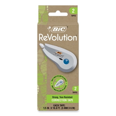 BIC Ecolutions Wite-Out Brand Correction Tape, 19.8 Feet, 10-Count Pack, Correction Tape Made from 56% Recycled Plastic Excluding Tape