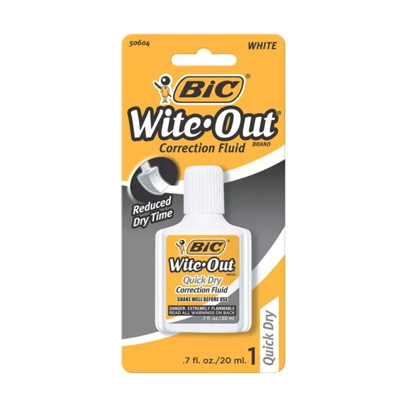 Wite-Out Correction Fluid, 0.7oz: White Liquid Correction for Office & Art, Single Pack