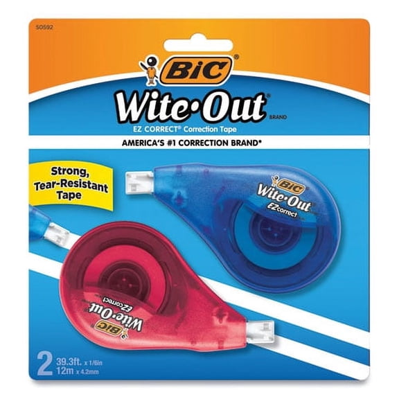 "Wite-Out EZ Correct Correction Tape, Non-Refillable, Blue/Orange Applicators, 0.17"" x 472"", 2/Pack | Bundle of 10 Packs"