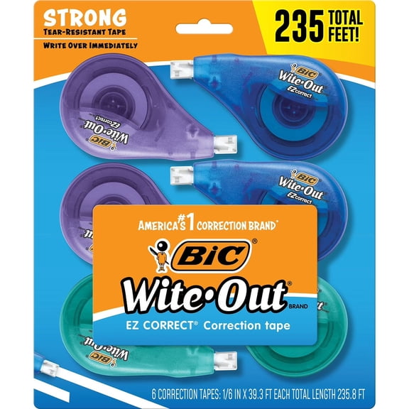 Wite Out EZ Correct Tear-Resistant Tape, 6 Count