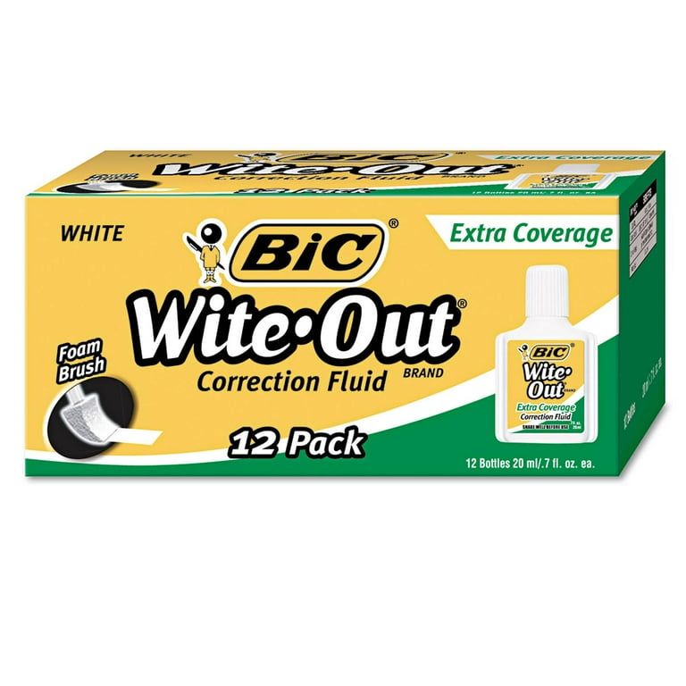 Wite-Out Extra Coverage Correction Fluid, 20 mL Bottle, White, Dozen Wite-Out Extra Coverage Correction Fluid, 20 mL Bottle, White, Dozen