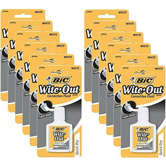 Wite-Out Quick Dry Correction Fluid, 20 ml Bottle, White, 1/Dozen by BIC