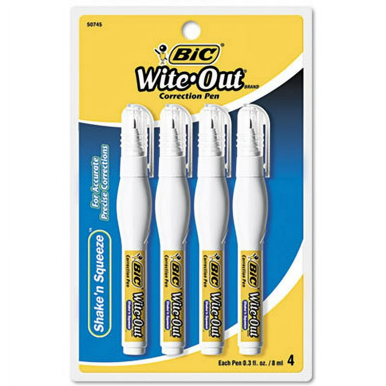 Wite-Out Shake 'n Squeeze Correction Pen, 8 mL, White, 4/Pack Wite-Out Shake 'n Squeeze Correction Pen, 8 mL, White, 4/Pack