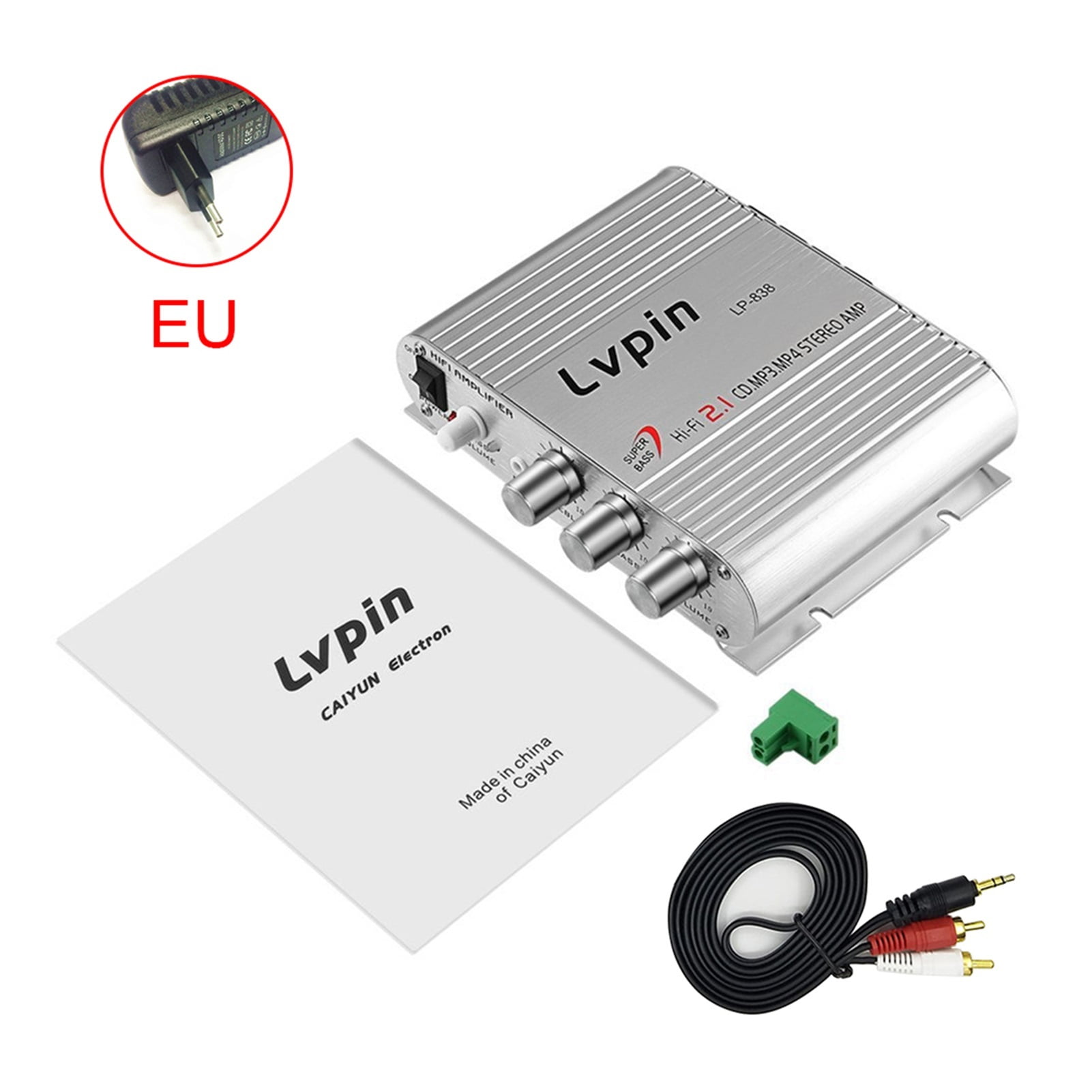 With 12V3A Power+Audio Cable MINI Digital Hi-Fi Car Power Amplifier 2 ...
