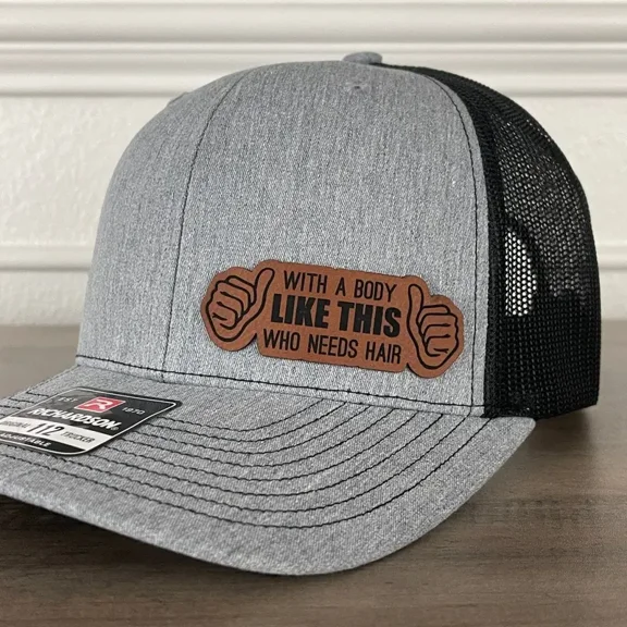 With A Body Like This, Who Needs Hair Leather Patch Hat