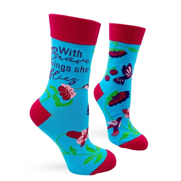 With Brave Wings She Flies Inspirational Saying Novelty Socks for Women