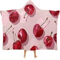 thumbnail image 1 of With Cherry Pattern Hooded Blanket Soft Arctic Velvet Blanket Hoodie Wearable Blankets All Season Blankets for Bed, 1 of 6