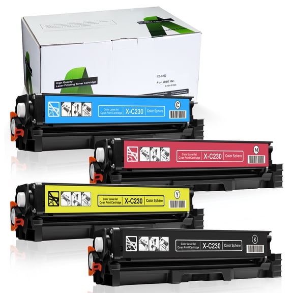 (With Chip) 4 Pack Black Cyan Yellow Magenta Toner Cartridge Set High Capacity (Black 5500 Pages,Color 4500 Pages) For Xerox C230/C235 Color Printer C230/DNI C235/DNI 006R04391/92/93/94