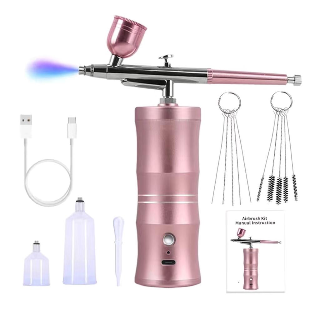 With Compressor Rechargeable Cordless Non-Clogging High-Pressure Air Brush with 0.3mm Nozzle