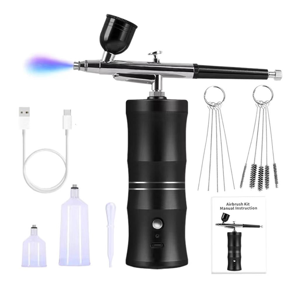 With Compressor Rechargeable Cordless Non-Clogging High-Pressure Air Brush with 0.3mm Nozzle