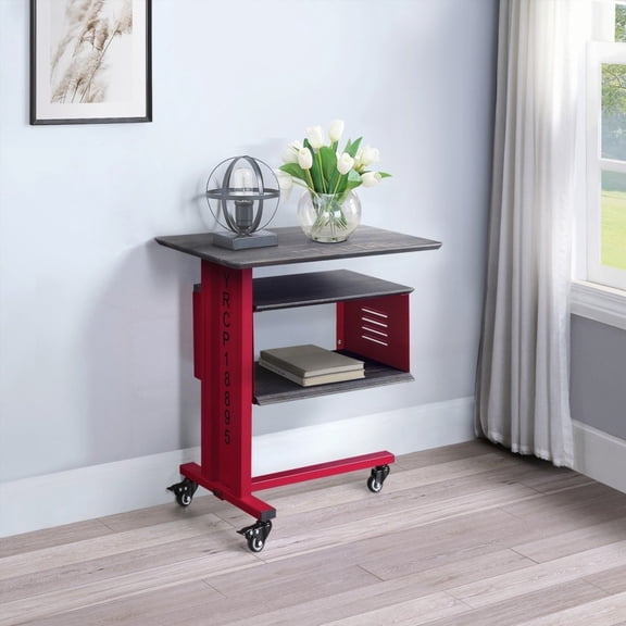 With Cool Asymmetrical Design & Caster Wheels | Red Accent Table Set