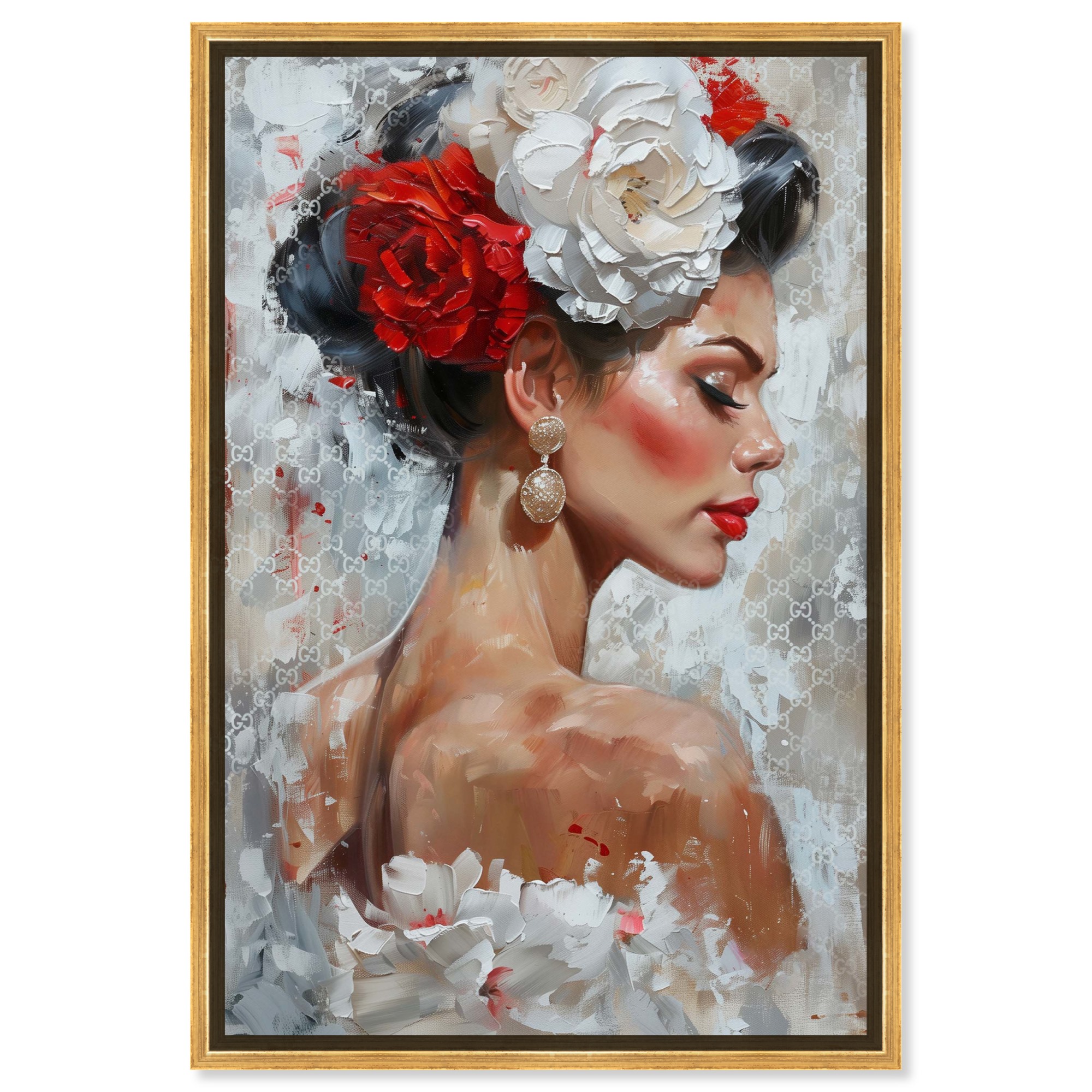 With Elegant Floral Canvas Glam Women Art by Art Remedy, Gold Frame, 10 ...