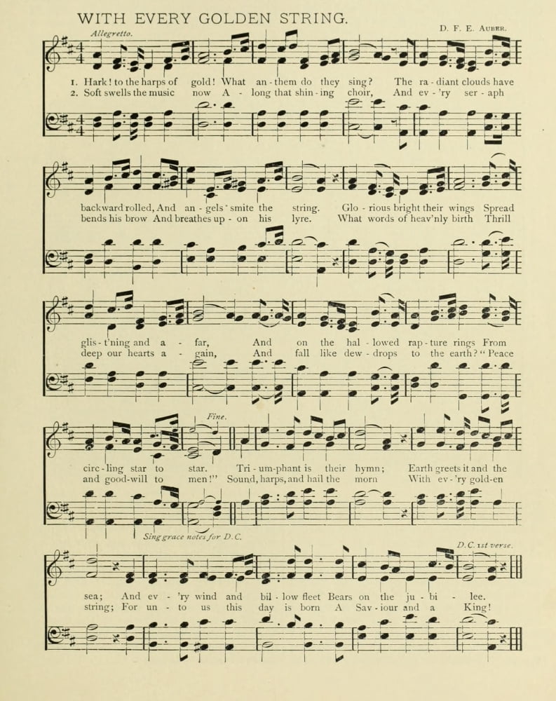 With Every Golden String Christmas in Song 1891 Canvas Art - (18 x 24)