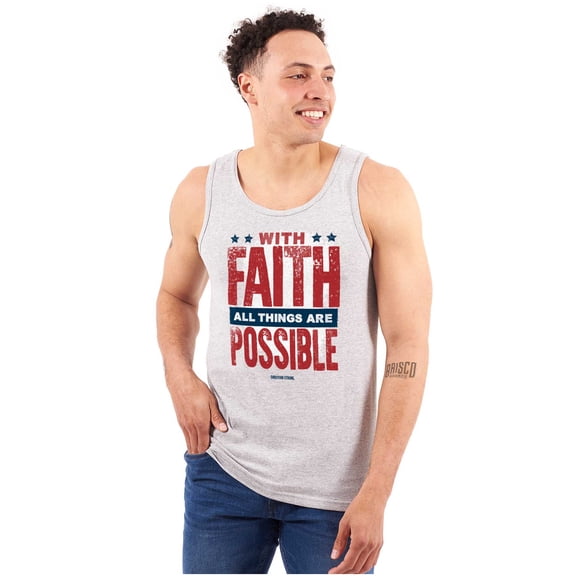 With Faith All is Possible Christian Plus Size Graphic Tank Top Brisco Brands 3X