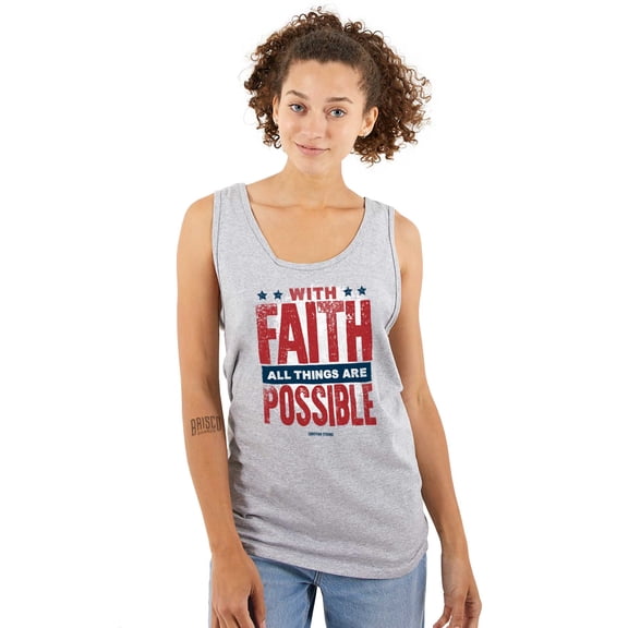 With Faith All is Possible Christian Tank Top T Shirts Men Women Brisco Brands S