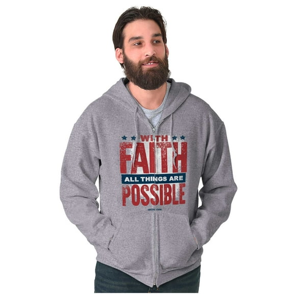 With Faith All is Possible Christian Unisex Plus Size Zip Hoodie Brisco Brands 4X