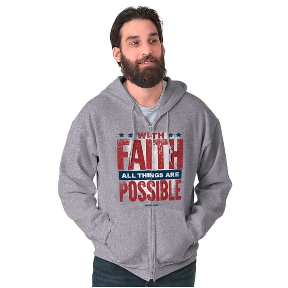 With Faith All is Possible Christian Unisex Plus Size Zip Hoodie Brisco Brands 5X