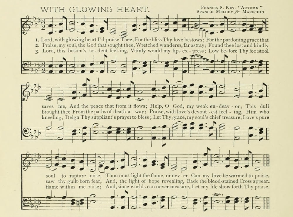 With Glowing Heart Christmas in Song 1891 Canvas Art - (18 x 24)