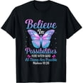 thumbnail image 1 of With God All Things Are Possible Butterfly Lover Bible Verse T-Shirt Black Large, 1 of 4