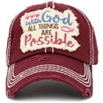 thumbnail image 1 of With God All Things Are Possible Distressed Vintage Washed Baseball Cap Hat Womens, 1 of 1