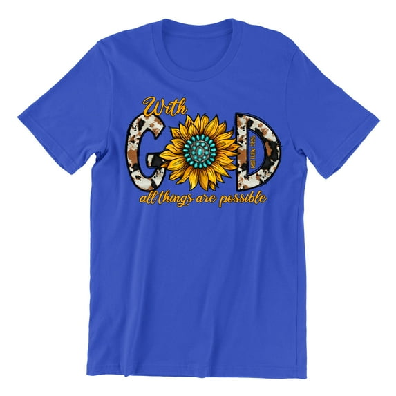 With God All Things Are Possible Easter Matthew 19:26 Christian Bible Verse Men's T-shirt, 2XL, Royal