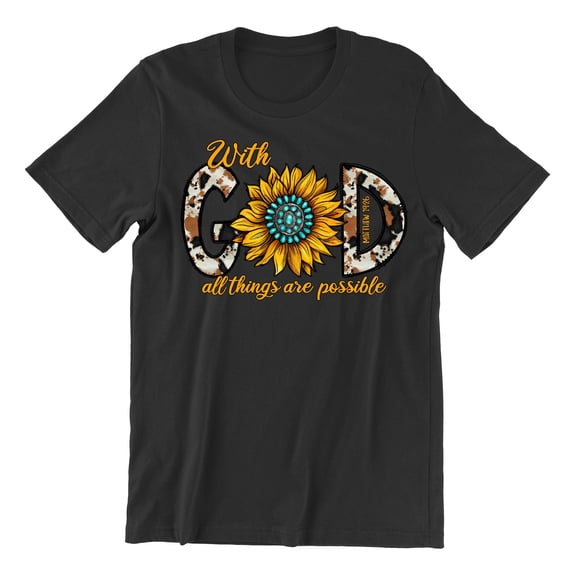 With God All Things Are Possible Easter Matthew 19:26 Christian Bible Verse Men's T-shirt, XL, Black
