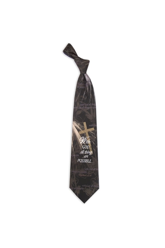 With God All Things Are Possible Inspirational Silk Necktie