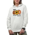 thumbnail image 1 of With God All Things Are Possible Matthew 19 26 Scripture Art Merch Gift, White Hooded Sweatshirt or Hoodie, Small, 1 of 5