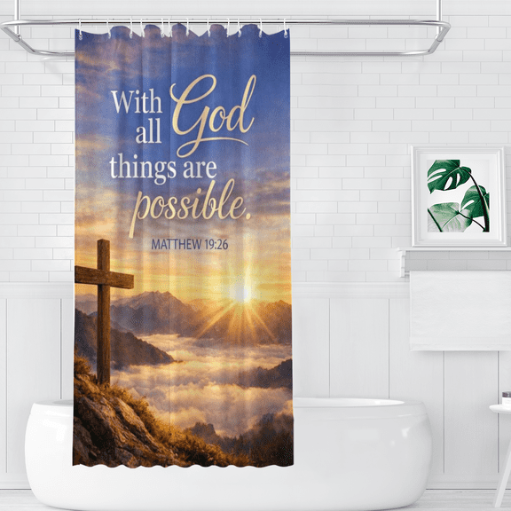 With God All Things Are Possible Matthew Polyester Shower Curtains, 36" x 72"