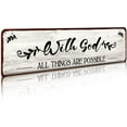 thumbnail image 1 of With God All Things Are Possible Metal Tin Sign Bible Verses Wall Decor, Scripture Wall Art, 4x16 Inch, 1 of 7