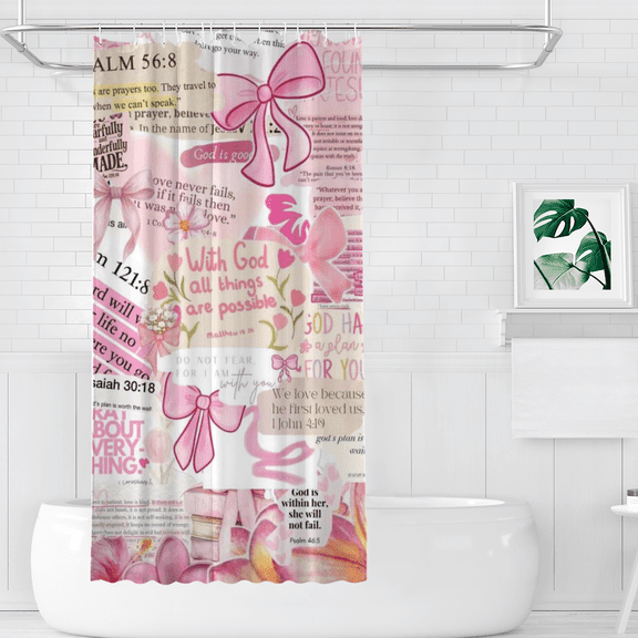 With God All Things Are Possible Polyester Shower Curtains, 36" x 72"