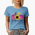 thumbnail image 1 of With God, All Things Are Possible Quote with Sunflower Art Merch Gift, Baby Blue T-Shirt, Medium, 1 of 5