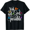 thumbnail image 1 of With God All Things Are Possible - Religious Butterfly Art T-Shirt Black 4X-Large, 1 of 4
