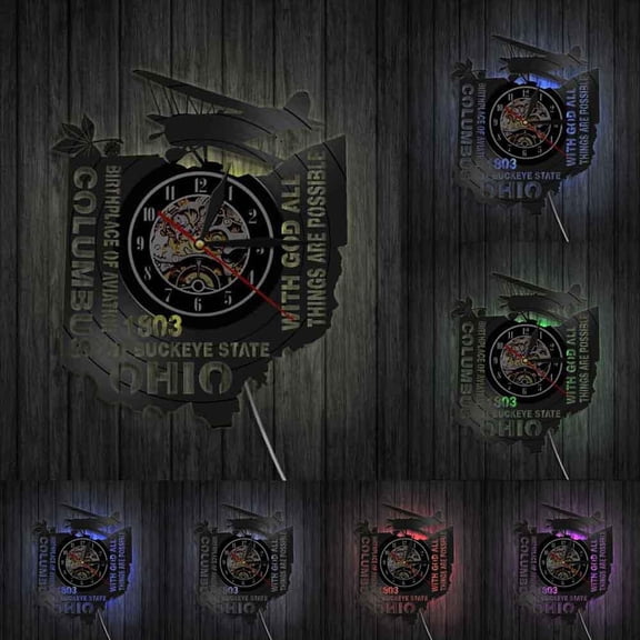 With God All Things Are Possible The Buckeye State Ohio Wall Clock Birthplace Of Aviation Columbus Vinyl Record Wall Clock Watch