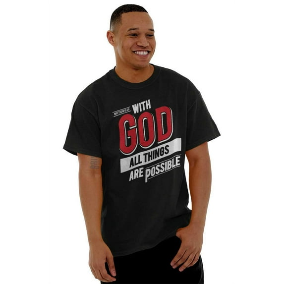 With God All Things Are Possible Plus Size Crewneck Graphic Tee Shirt Brisco Brands 2X