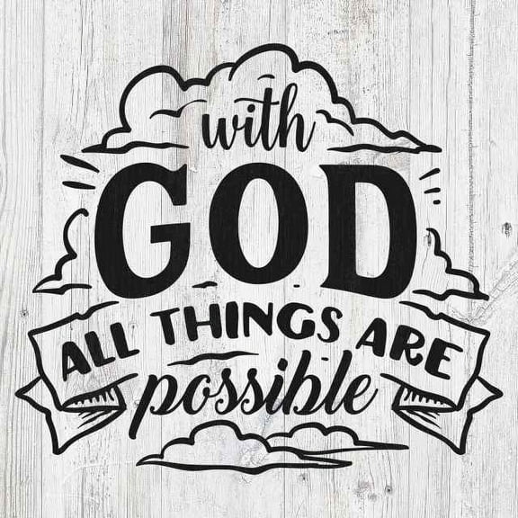 With God All Things are Possible Rustic Looking Faith Wood Sign Wall Décor Gift 8 x 8 Wood Sign B3-08080062046