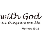 Picniva With God All Things Are Possible Christian Wall Decal, Vinyl Religious Quote Home Decor, Black