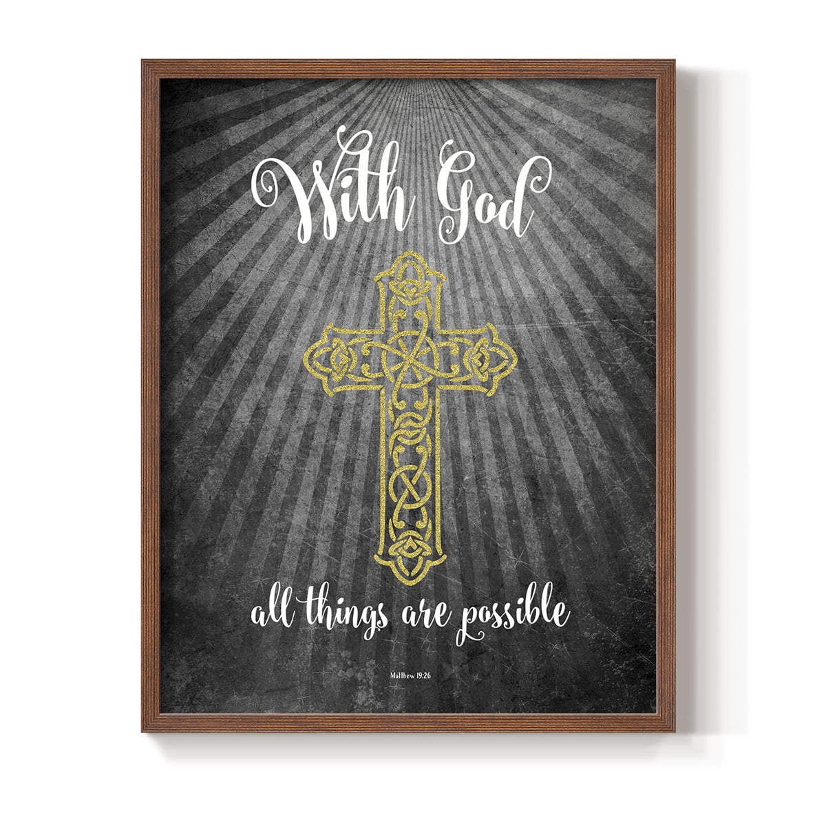 With God Gold Framed Print - Solid Wood in Single Picture Frame Solid Wood 2 Framed Print