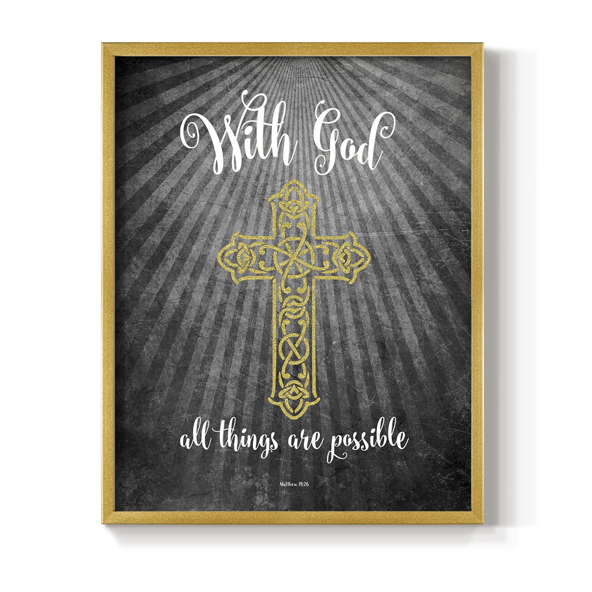 With God Gold Framed Print - Solid Wood in Single Picture Frame Solid Wood 2 Framed Print