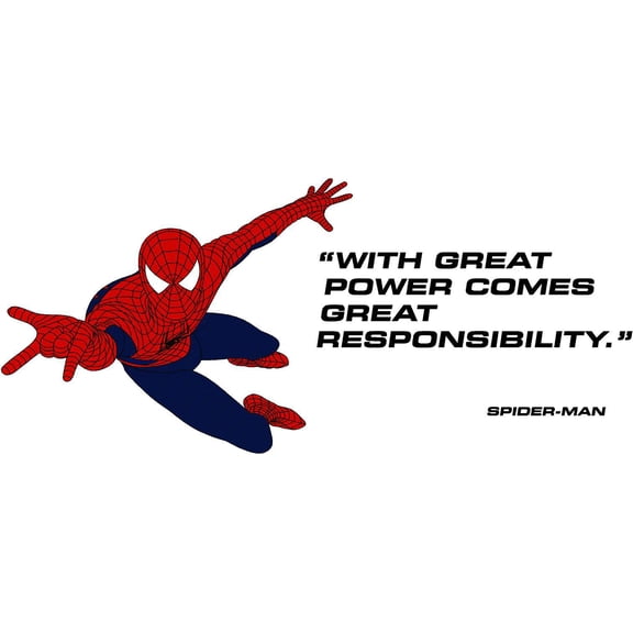 With Great Power Comes Great Responsibility - 22" x 36" Home Art Superhero Spider-Man Decor Design Uncle Ben Wall Decal Quotes | Vinyl Kids Bedroom Living Room Avenger Wall Sticker Decoration