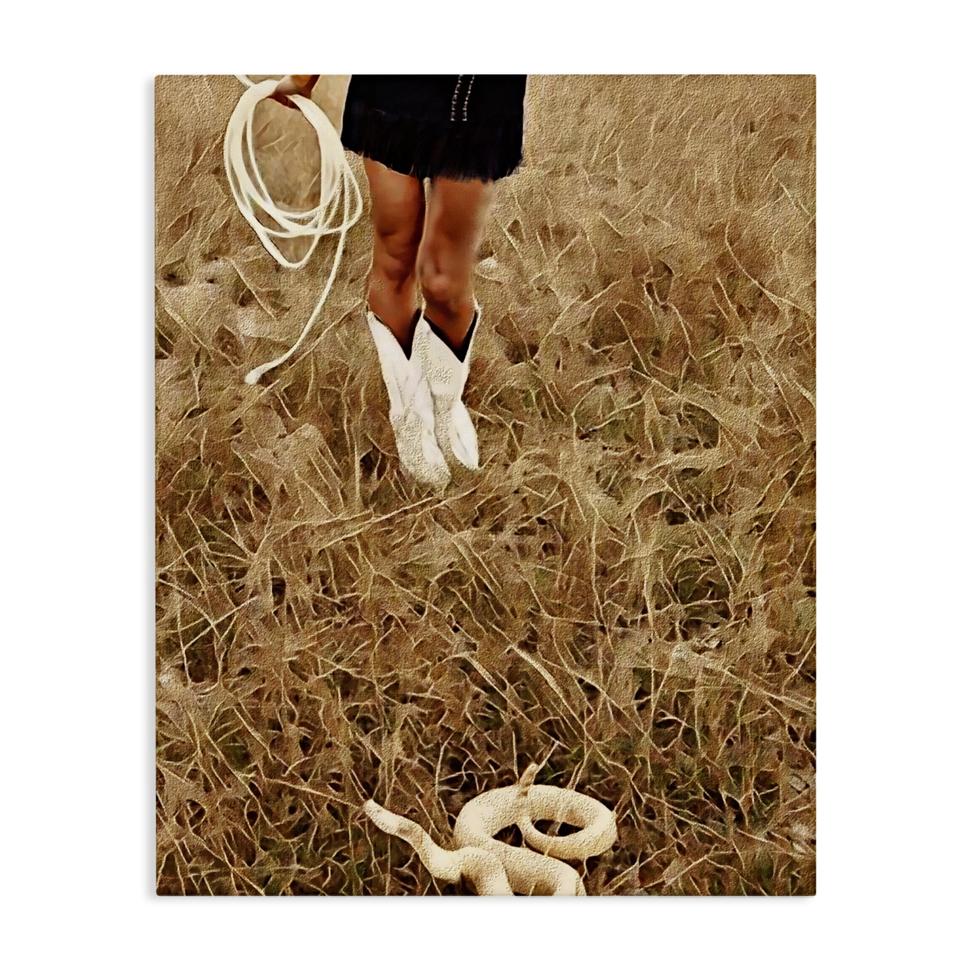 With Her Lasso & Snake Canvas Wall Art, design by Jesse Keith