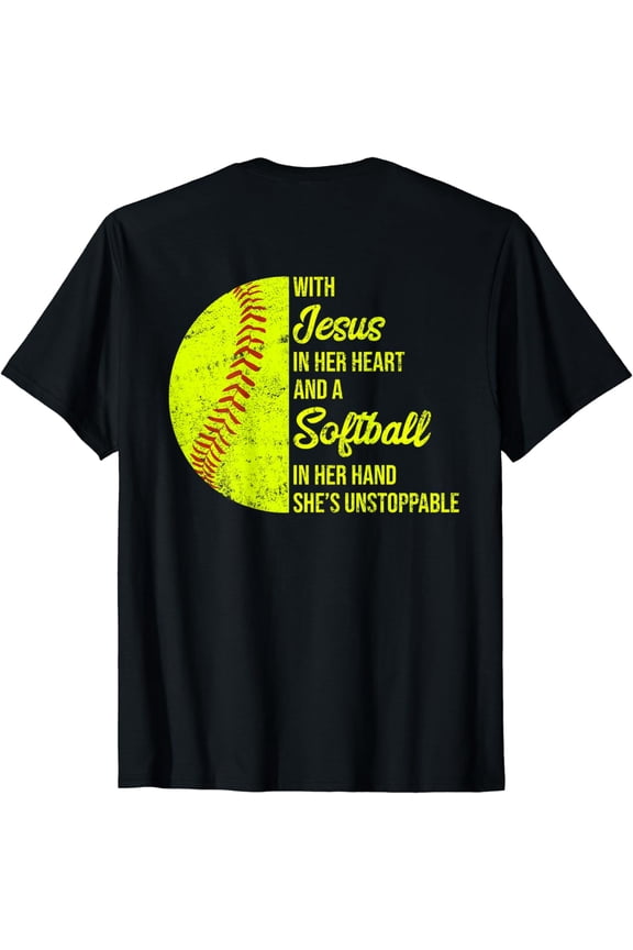 With Jesus In Her Heart Softball T-Shirt
