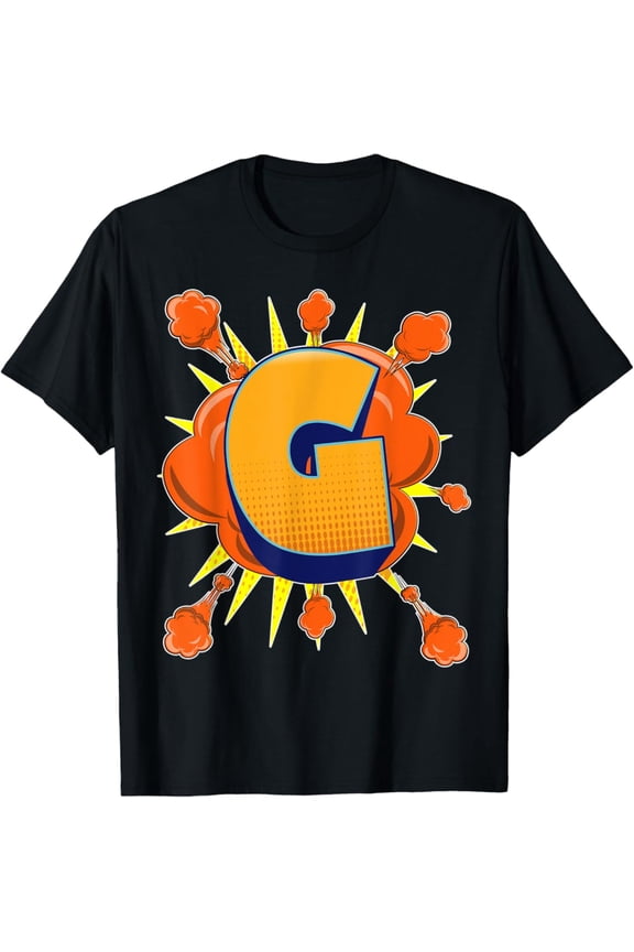 With Letter G Initial Comic Book Vintage Matching Family Fun Gift T-Shirt