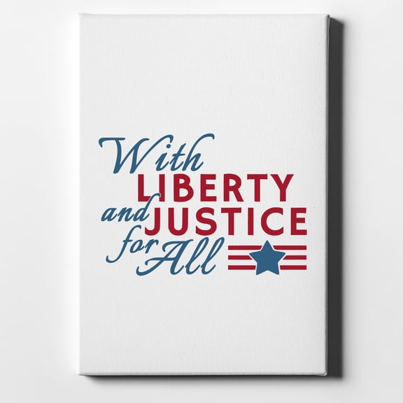 With Liberty and Justice For All - 11" x 14" - Decorative Canvas Wall Art - White Edge - 5/8" Gallery Wrapped