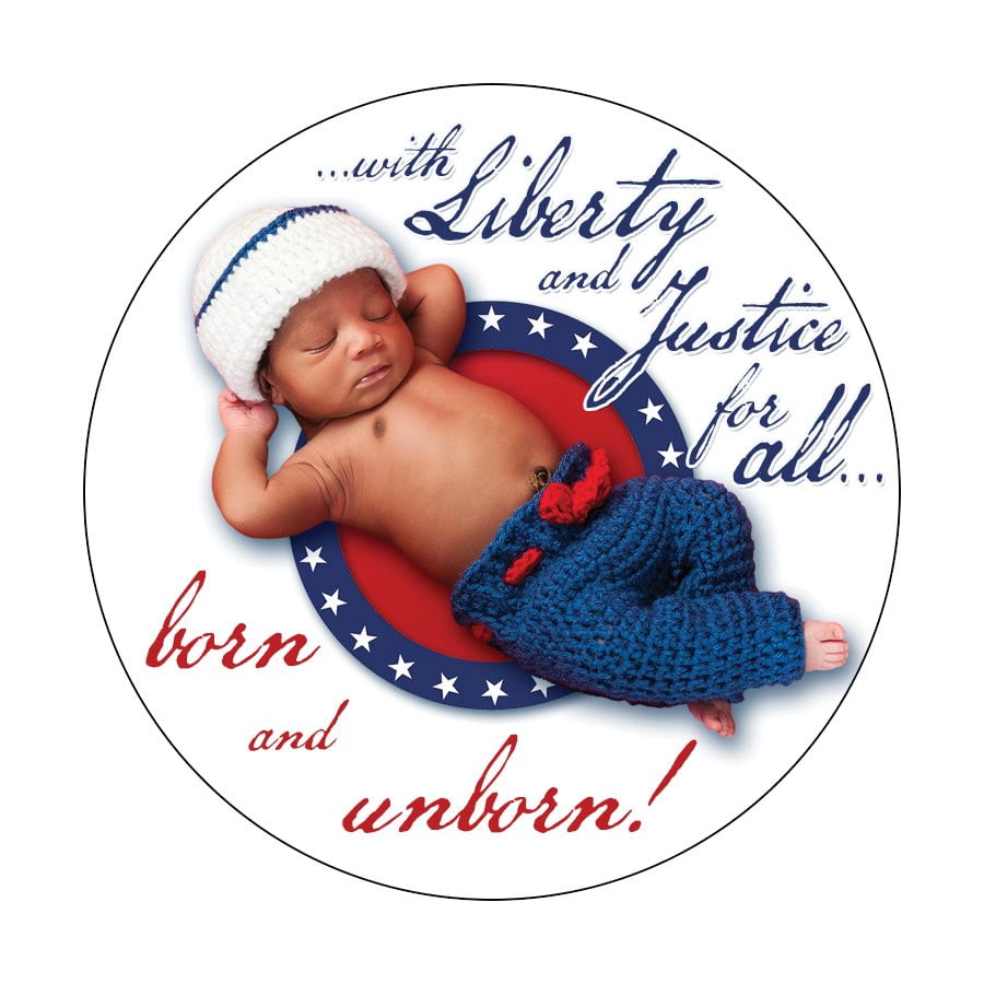 With Liberty and Justice For All Pro-Life Button (Pack of 25)