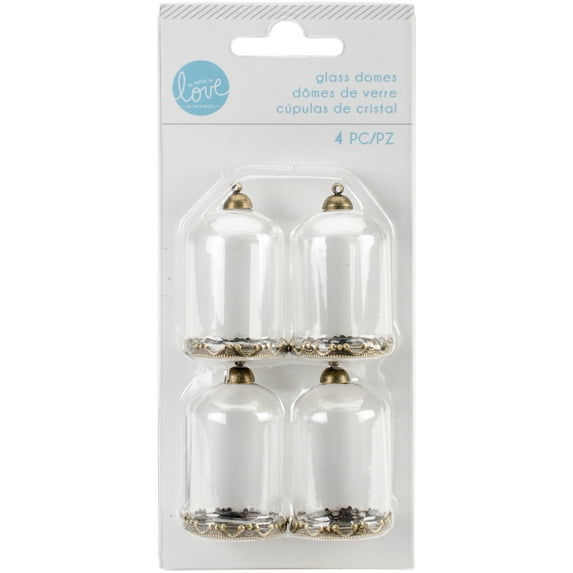 With Love By Momenta Mini Glass Domes-Clear W/Metal Base & Top, 4/Pkg