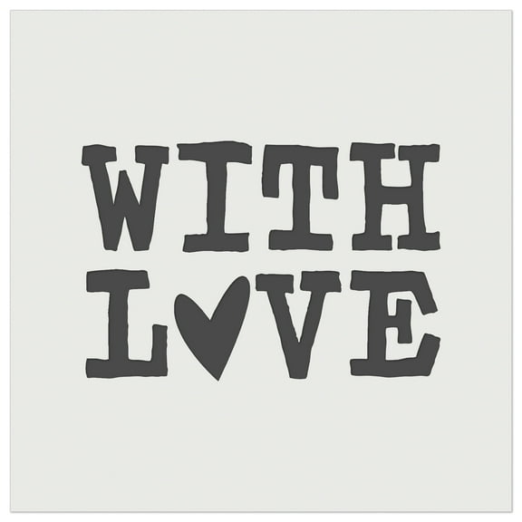 With Love Heart Fun Text DIY Cookie Wall Craft Stencil - 3.5 Inch